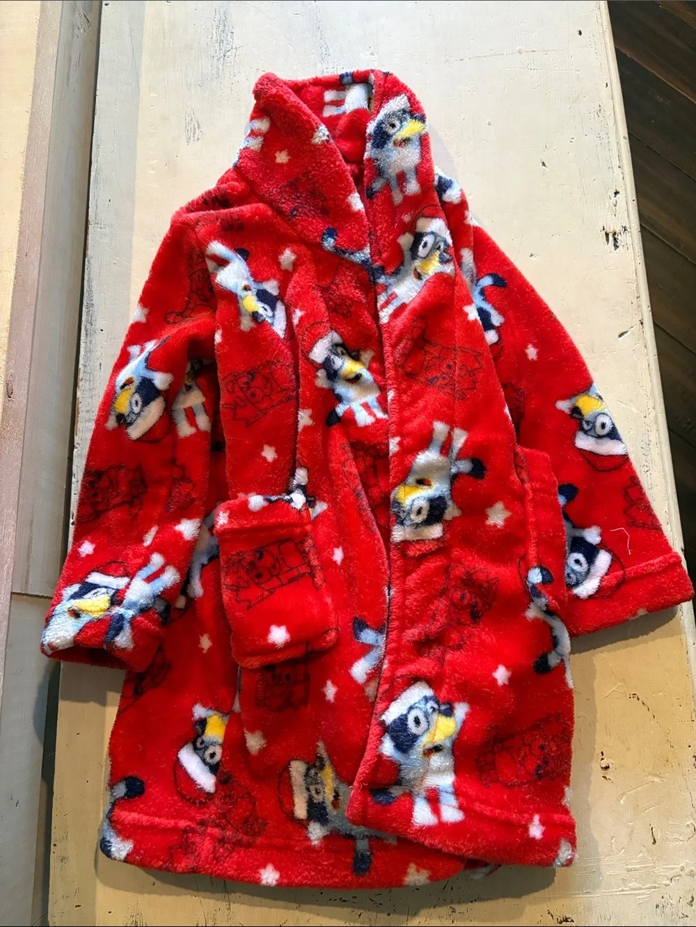 Kids' Red Plush Minion Hooded Bath Robe
